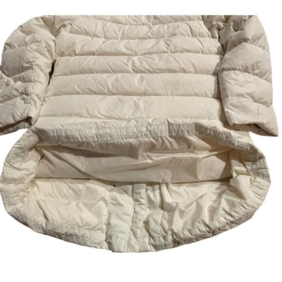 Lands' End Women's Down Commuter Parka Coat Ivory Hooded Puffer Size Large Warm! - Picture 9 of 13